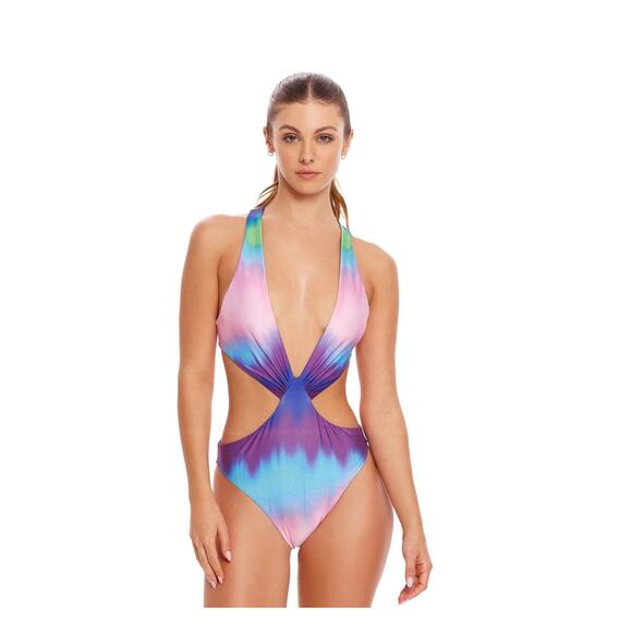 Ague Bendita Vini Malibu One-Piece Crisscross Front Cutouts Open Back Medium - Picture 8 of 9